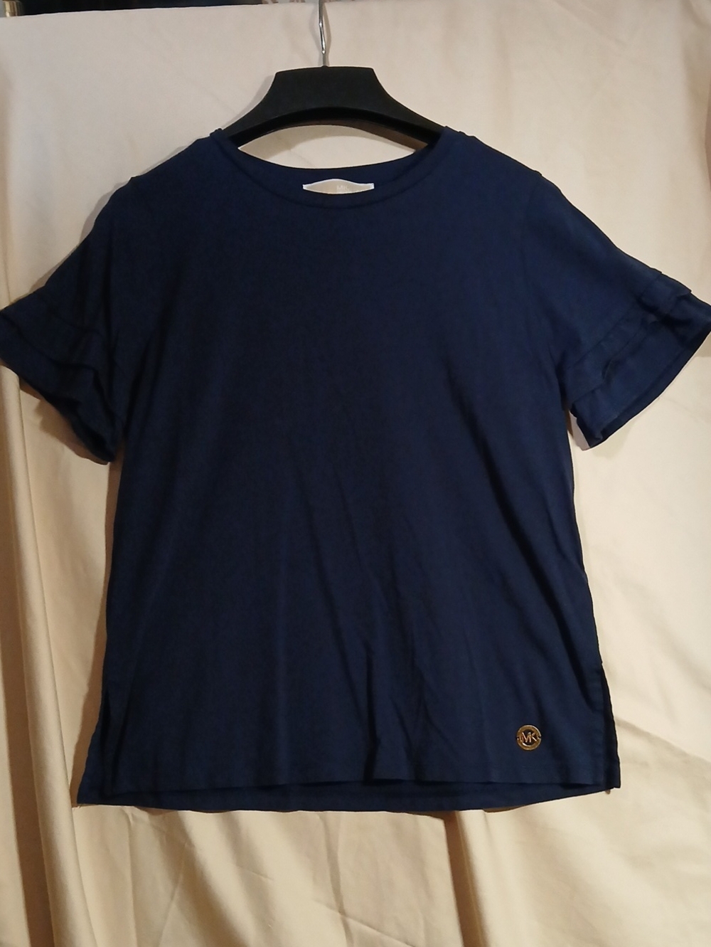 Michael Kors Navy Short Sleeve Crewneck Tee with Logo Emblem